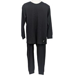 Nautica Thermal Pajama Set Men Size L Waffle Knit Top Pants Loungewear Sleepwear